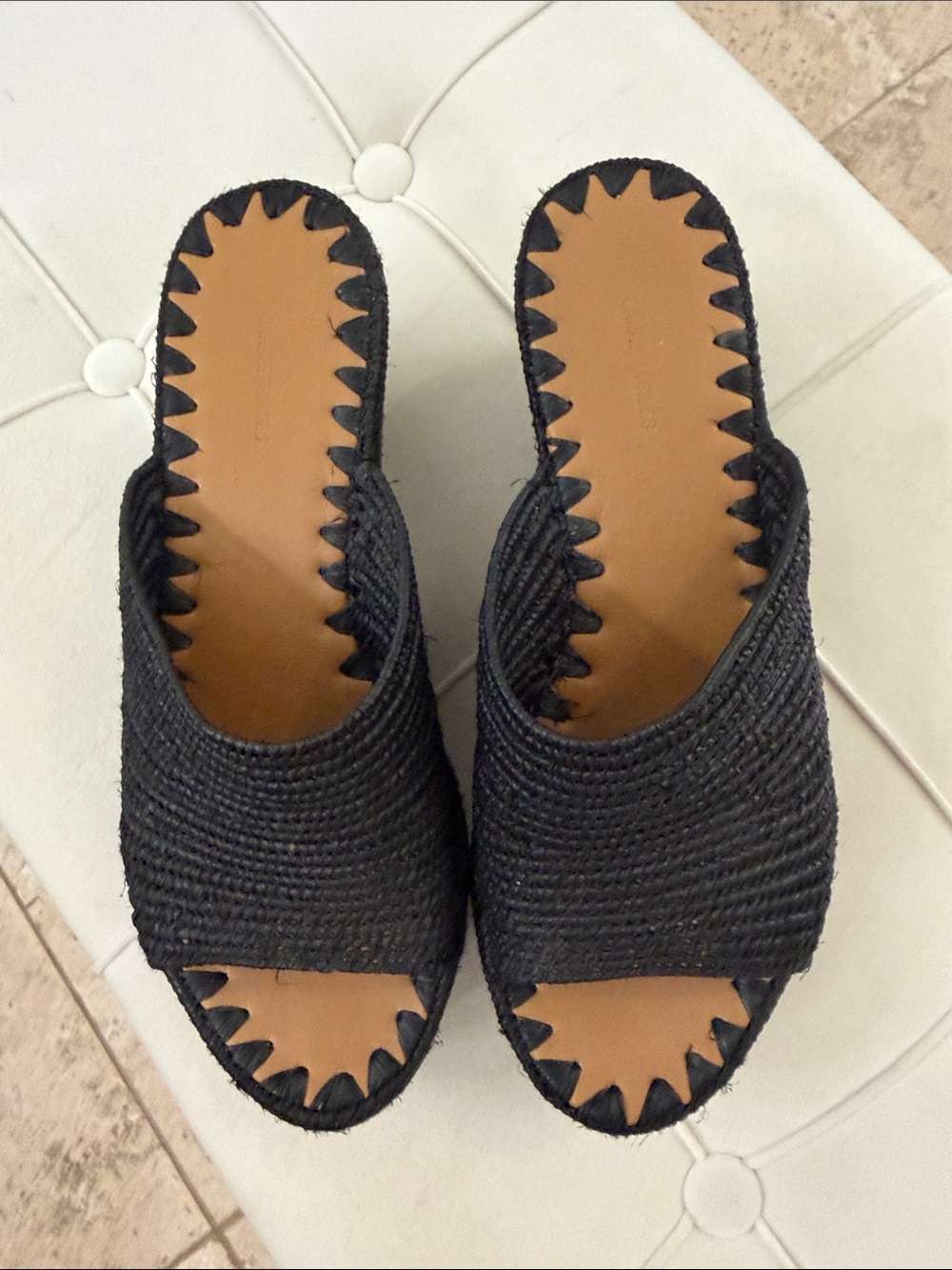 Black Woven Slide Mules - Brand